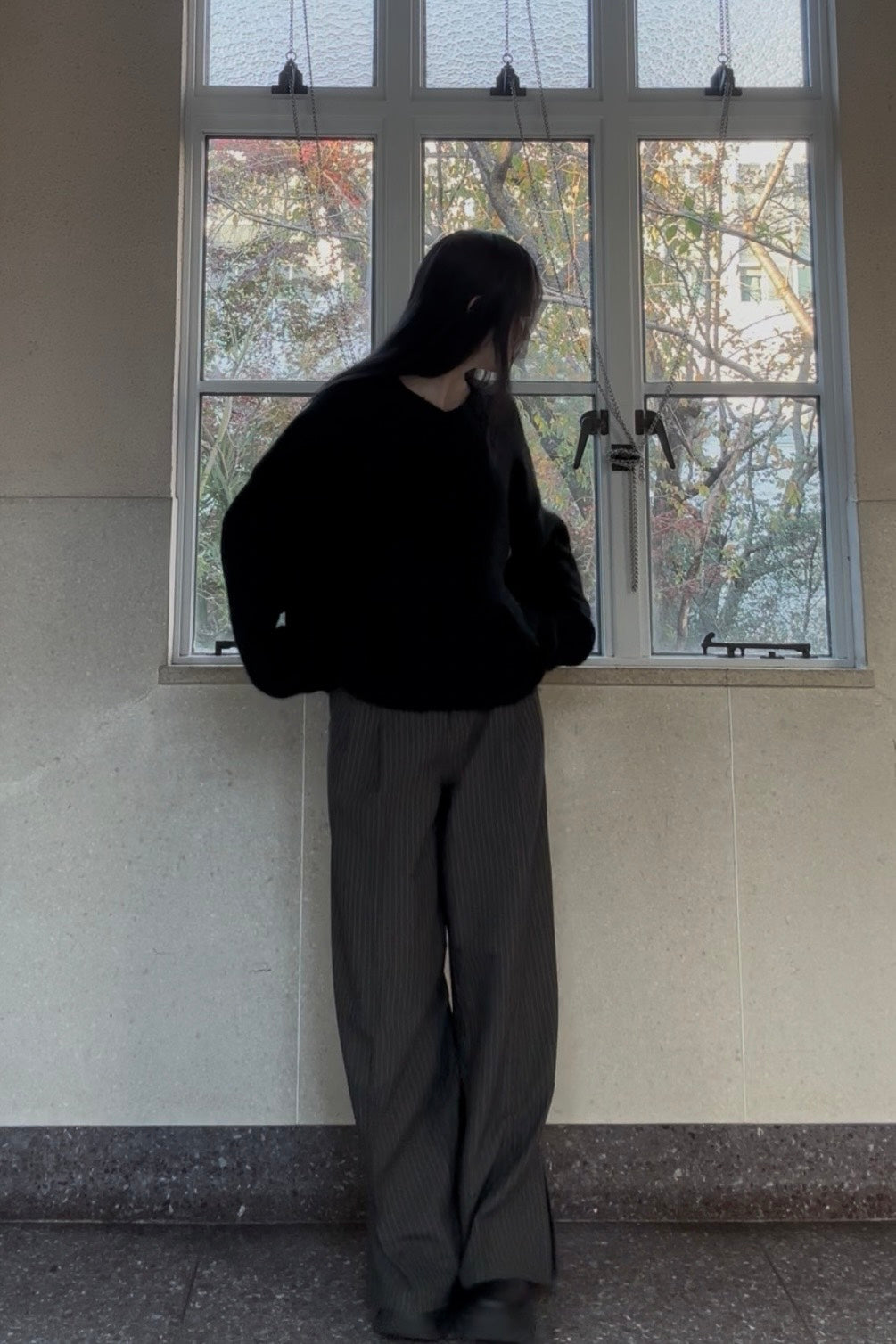 ソフトヤーン Vネックルーズニットトップス UI-005