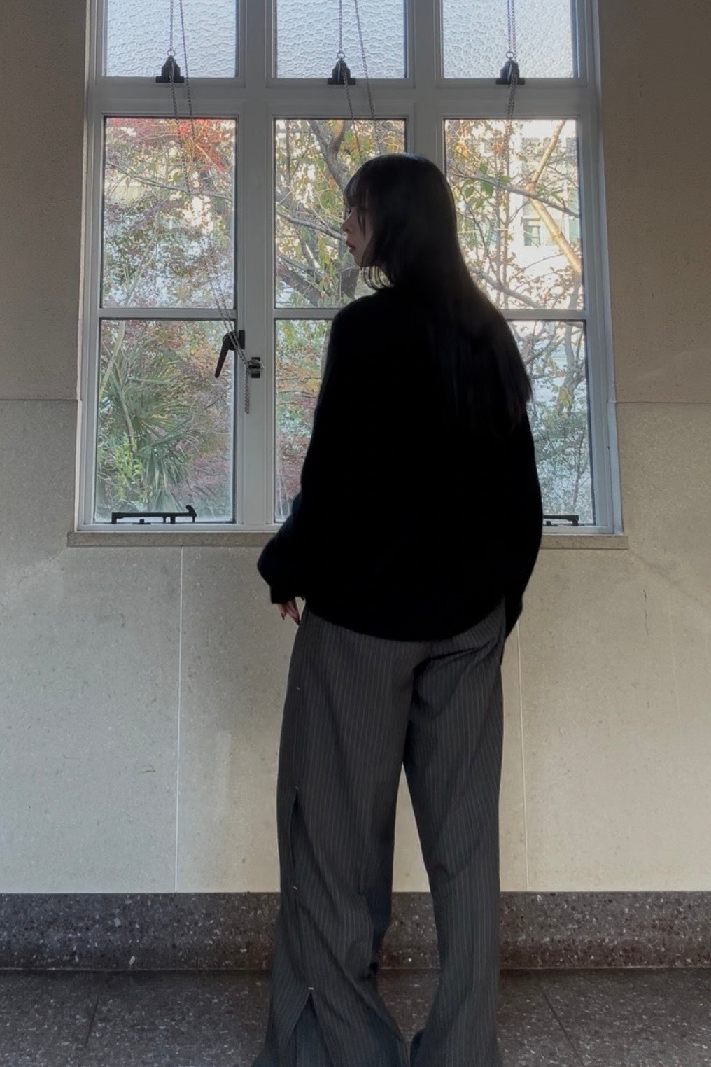 ソフトヤーン Vネックルーズニットトップス UI-005