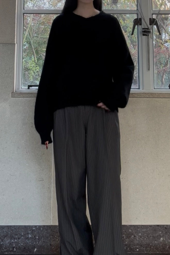 ソフトヤーン Vネックルーズニットトップス UI-005