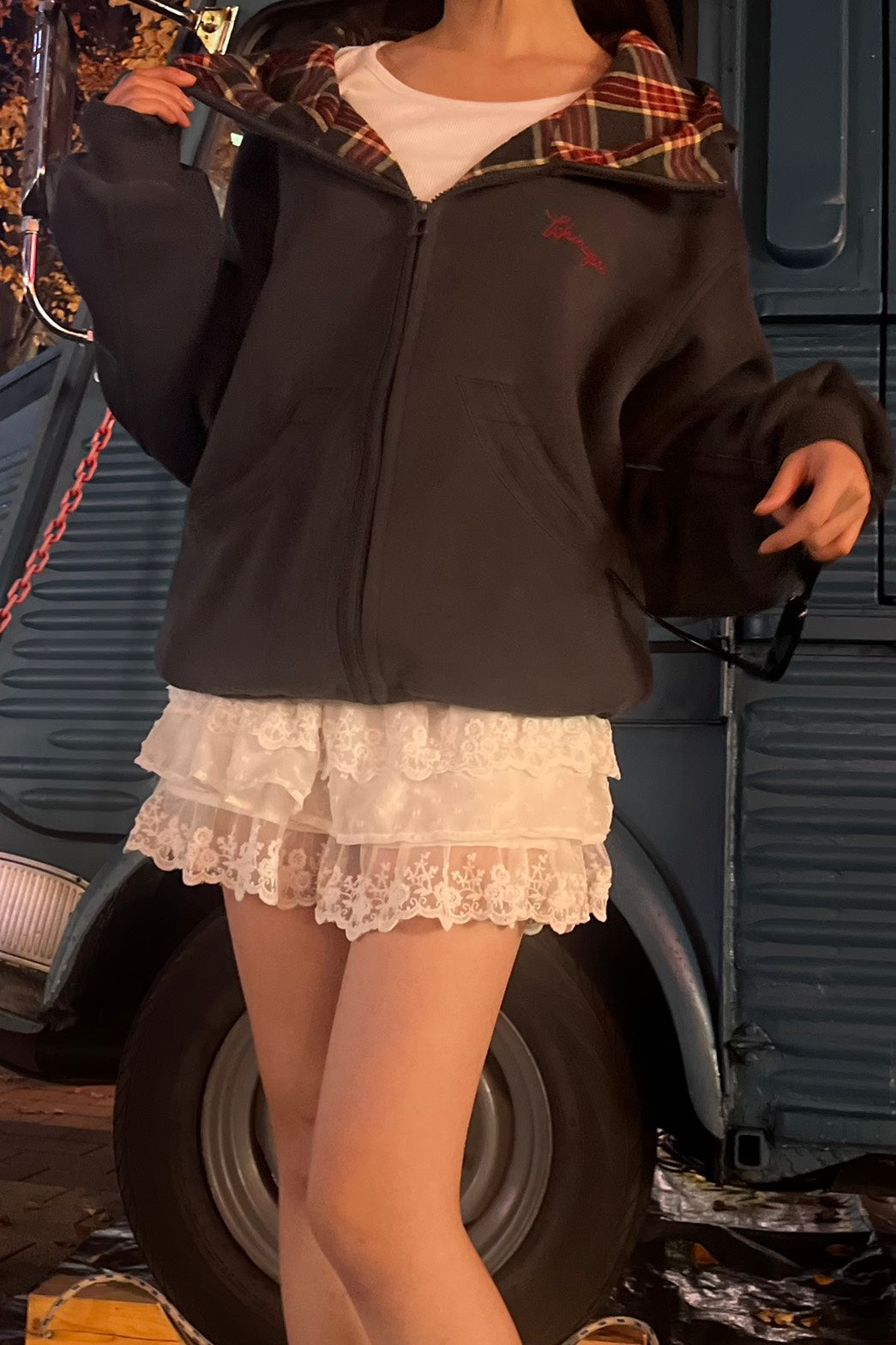 チェックライナー ジップスウェットフーディ LO-003