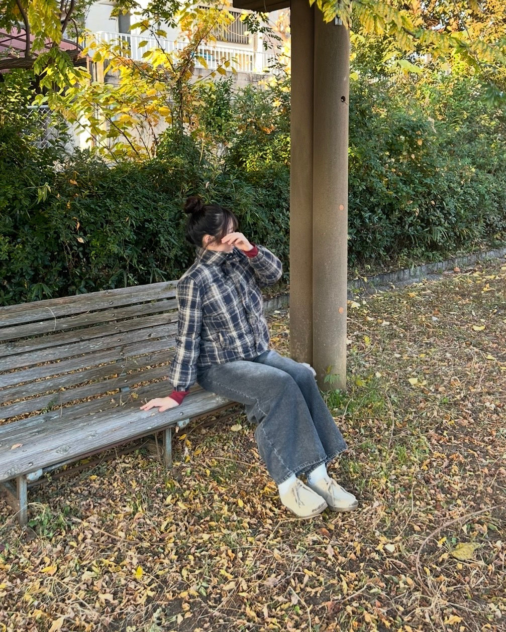 チェックキルティング ドローコード中綿ブルゾン CA-001