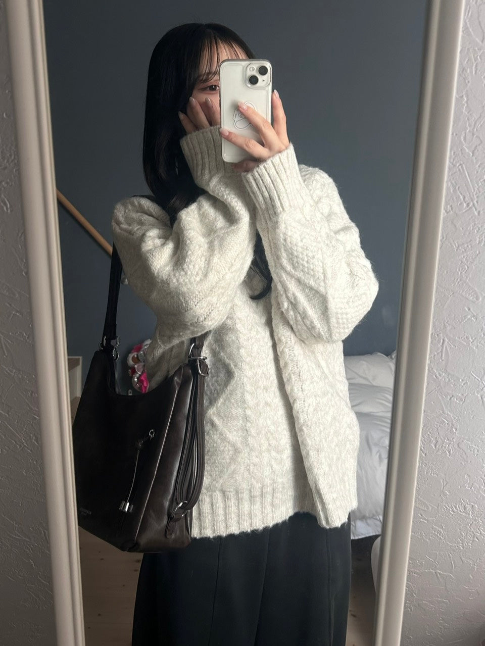 モヘアタッチ ケーブルオーバーニット OT-032