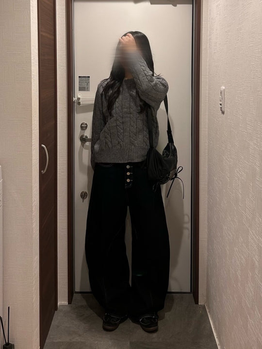 コンパクトケーブルニットトップス OT-035