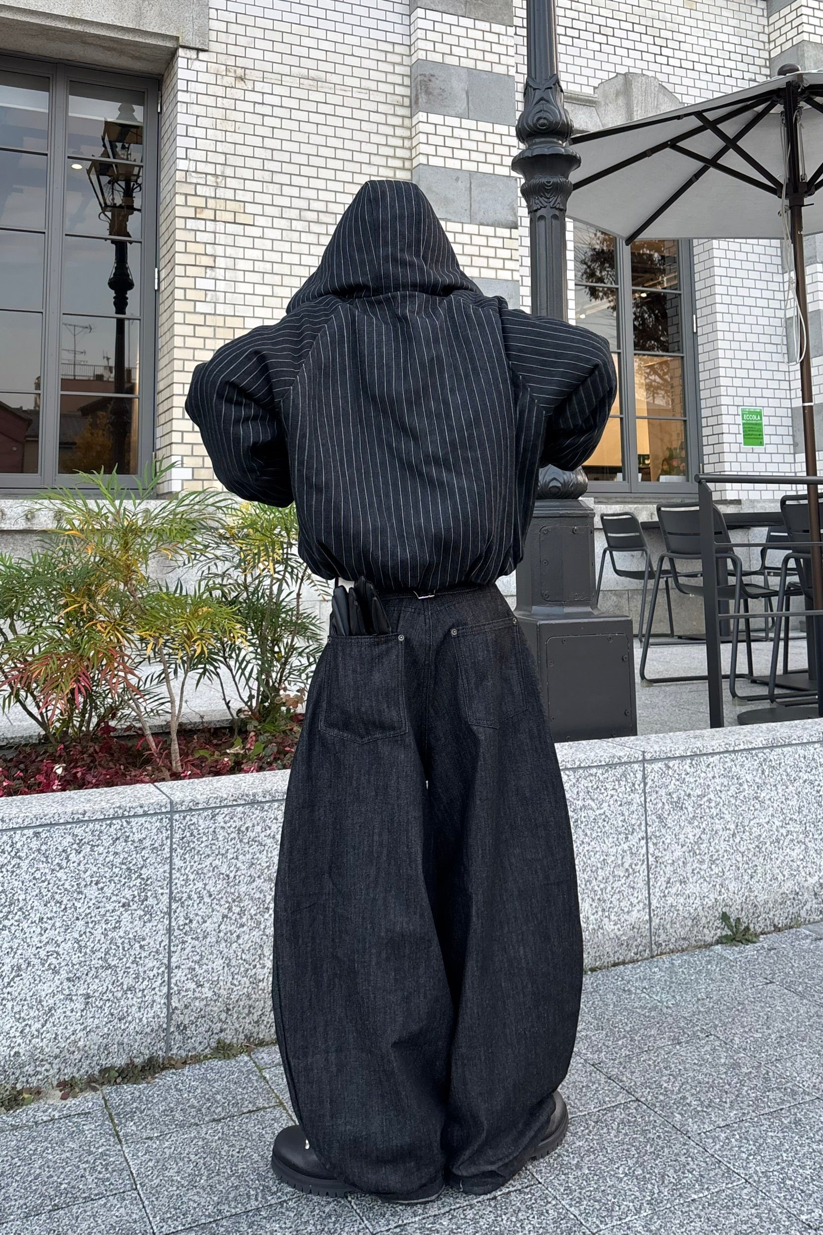 レオパードライナー ストライプ中綿フーディブルゾン AM-001