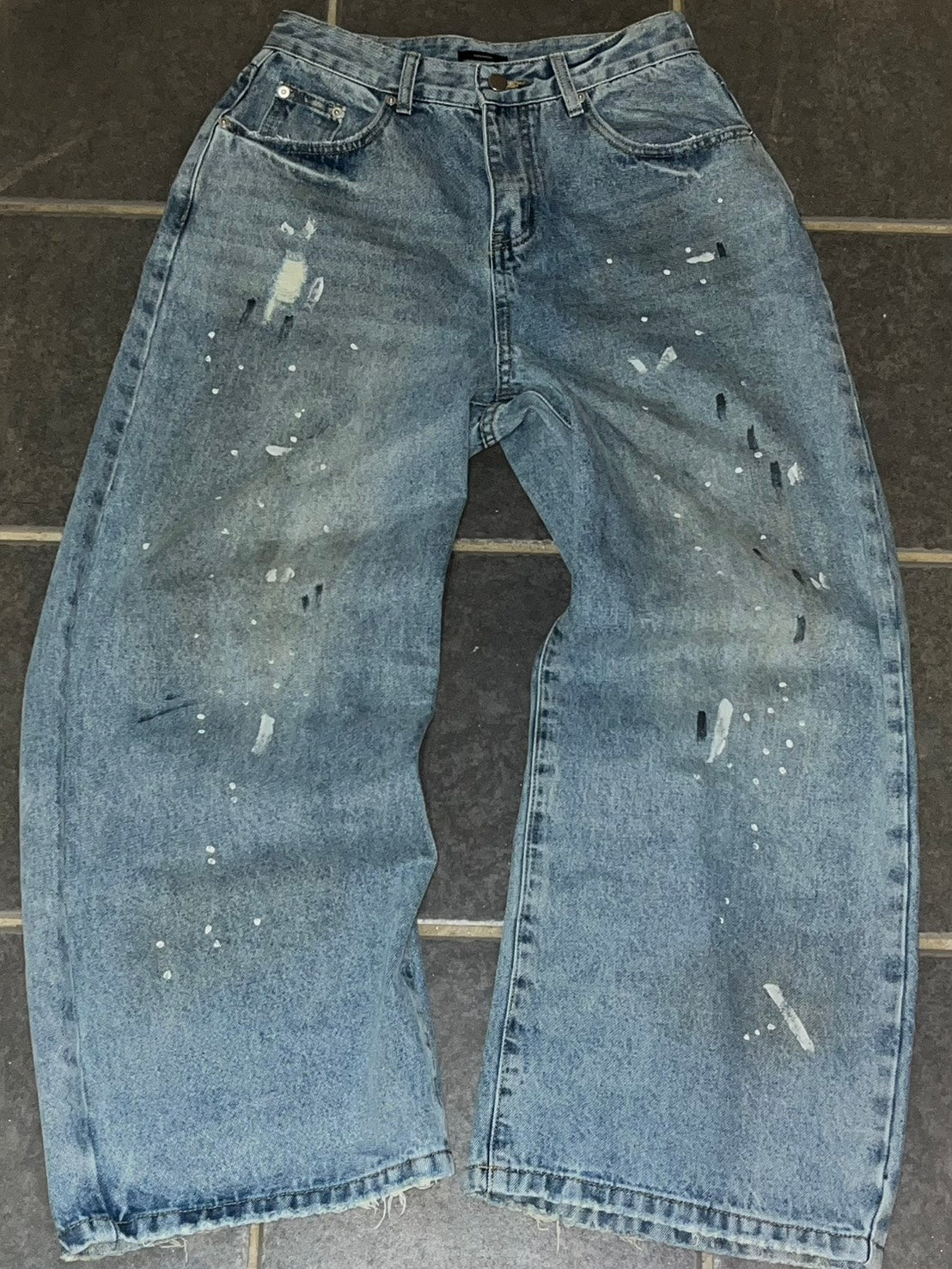 ペイントウォッシュワイドストレートデニム IX-002