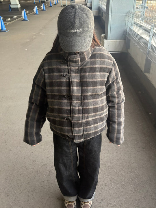 チェック柄ショートダウンジャケット SYA-006