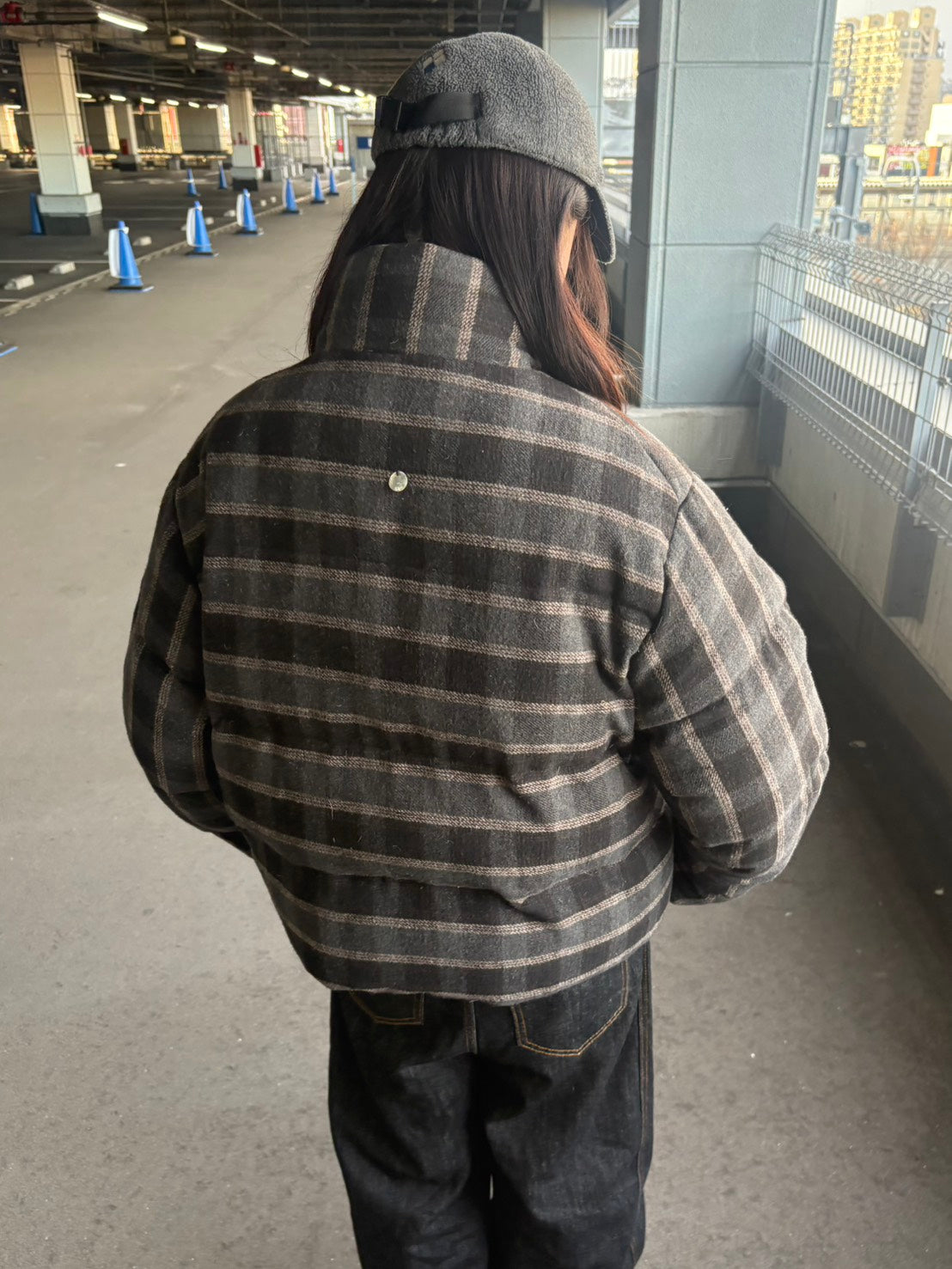 チェック柄ショートダウンジャケット SYA-006