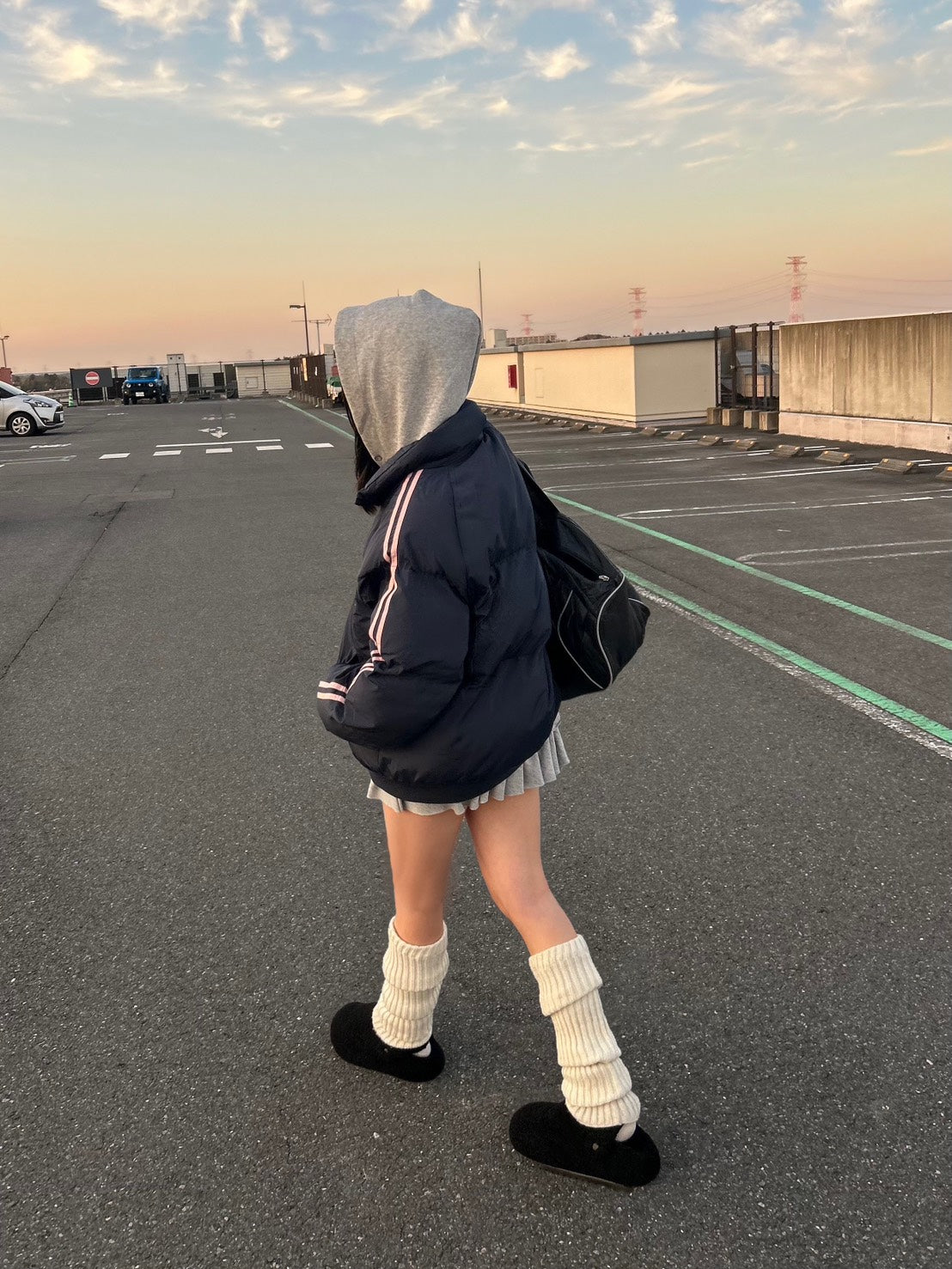 ライン配色スタンドカラーパファージャケット MI-035