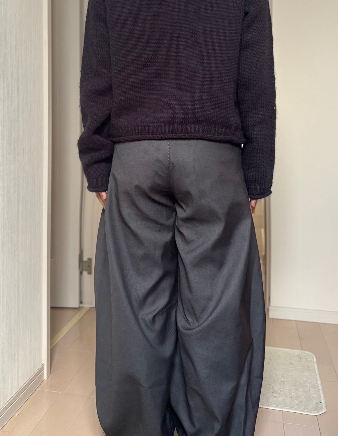 タックワイドハイウエストスラックスパンツ PC007