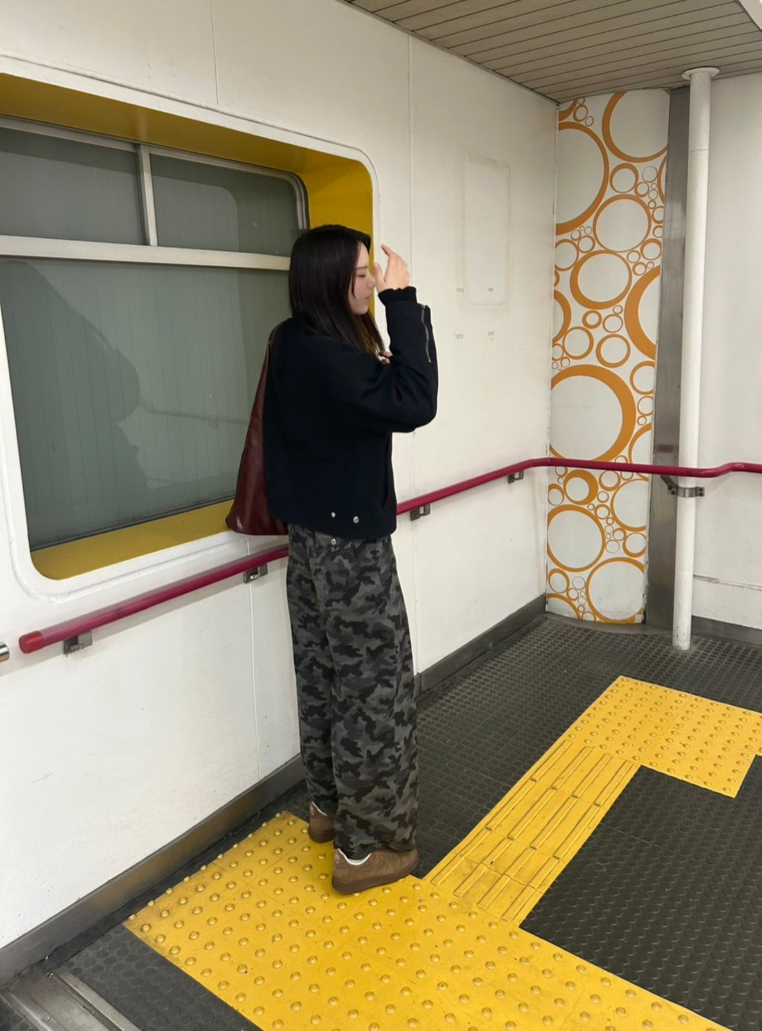 カモフラワイドデニムパンツ/ ハイウエスト CA-002