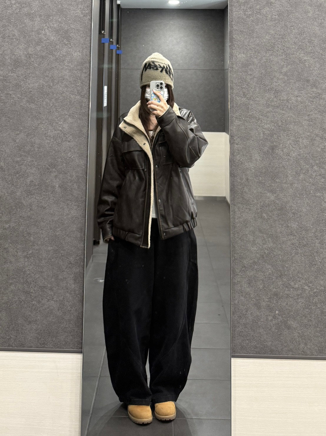 ヴィンテージレザー×ボアスタンドジャケット LXY-006