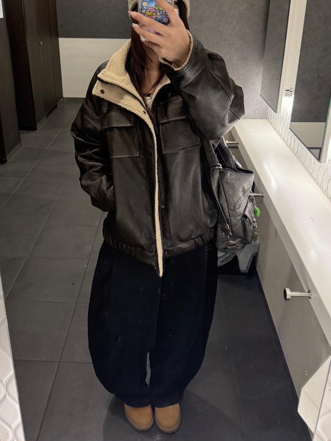 ヴィンテージレザー×ボアスタンドジャケット LXY-006