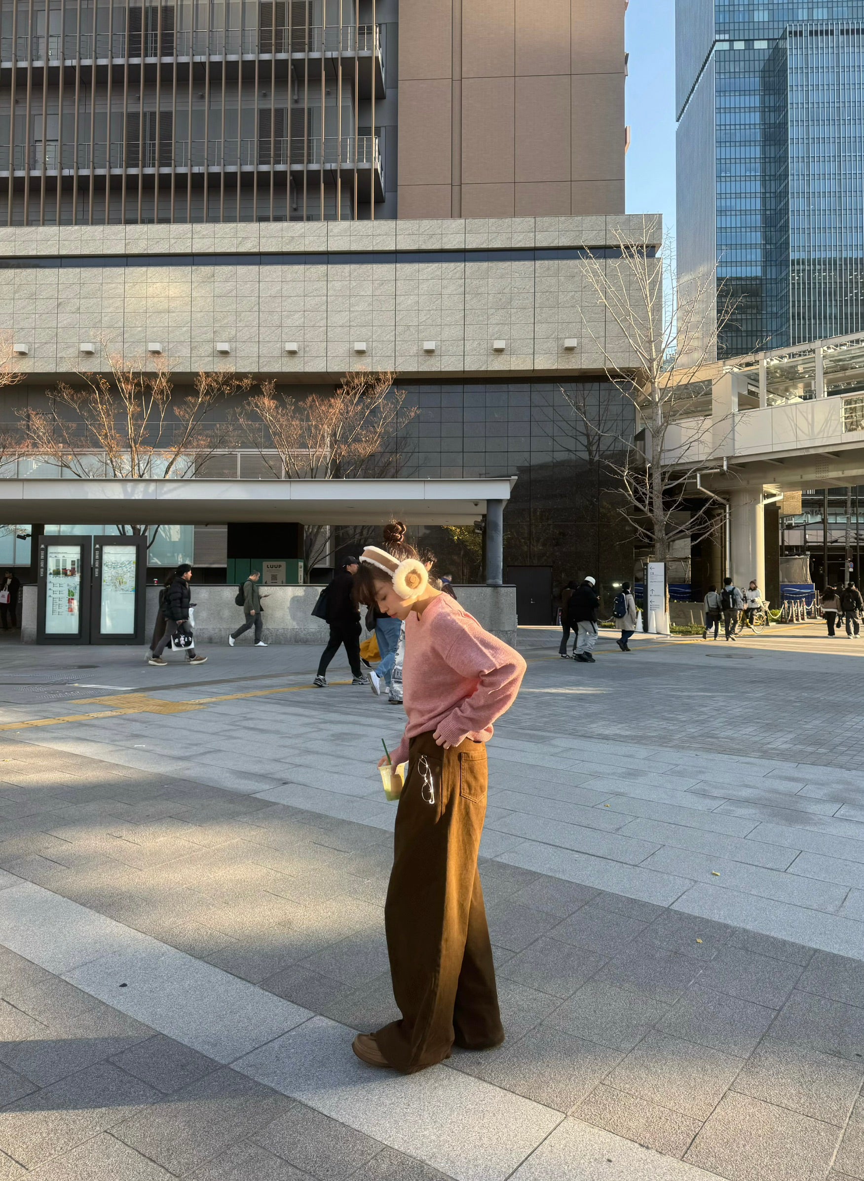 ブラウンヴィンテージハイウエストワイドデニム YT-005