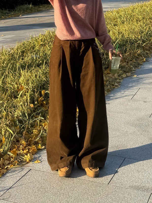 ブラウンヴィンテージハイウエストワイドデニム YT-005