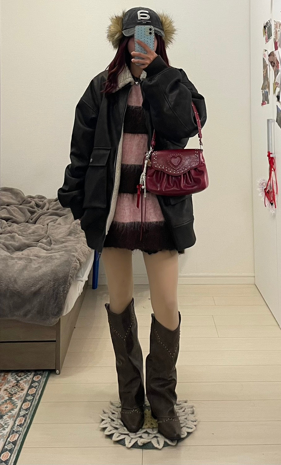 モヘアボーダーオーバーサイズニット BIBI-007