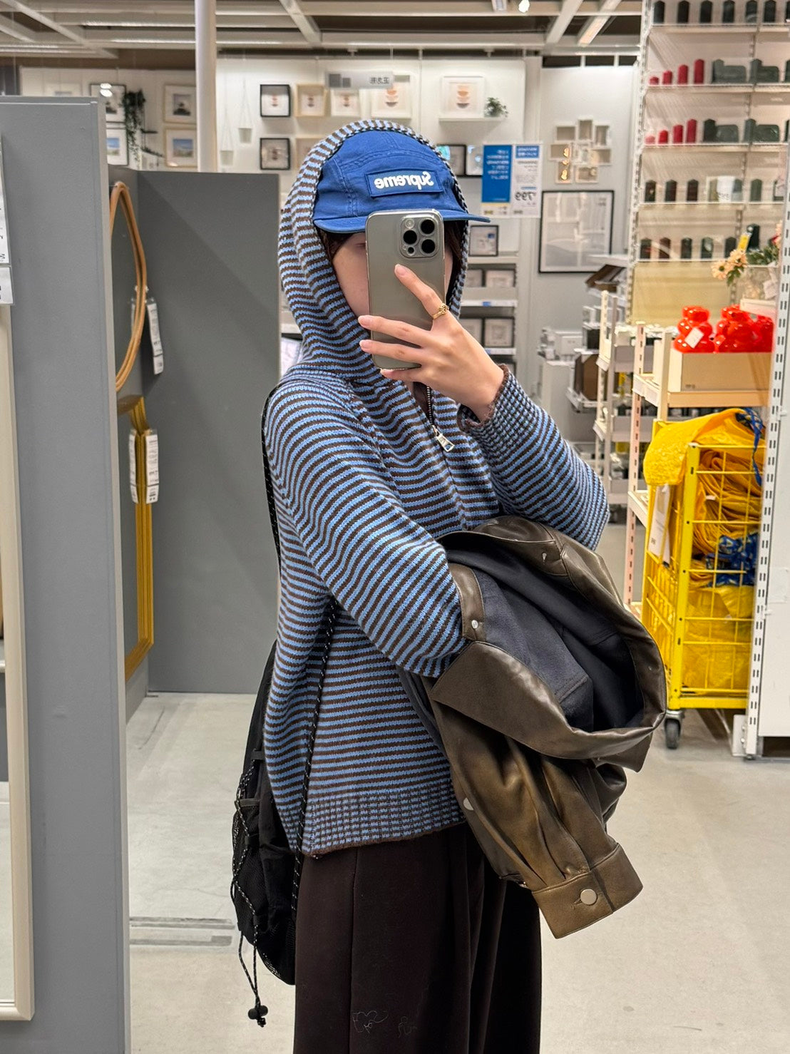 ダブルジップボーダーニットパーカー TH-004