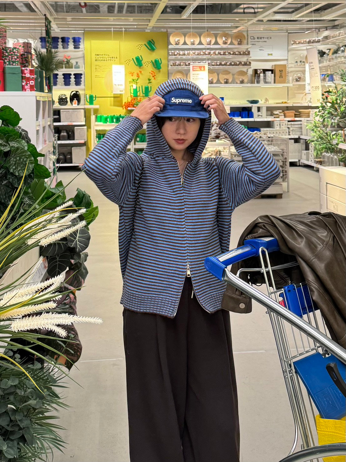 ダブルジップボーダーニットパーカー TH-004