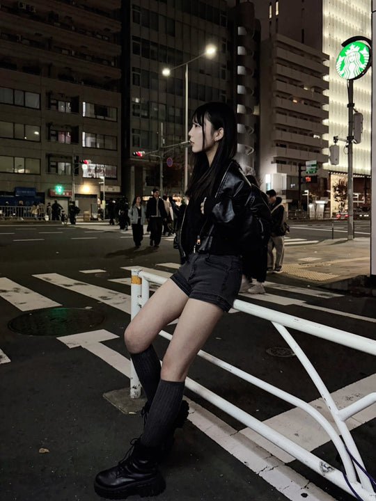 フード着脱式PUフライトショートジャケット LO-005