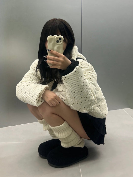 ドット柄ショートボリュームパデッドジャケット MI-038