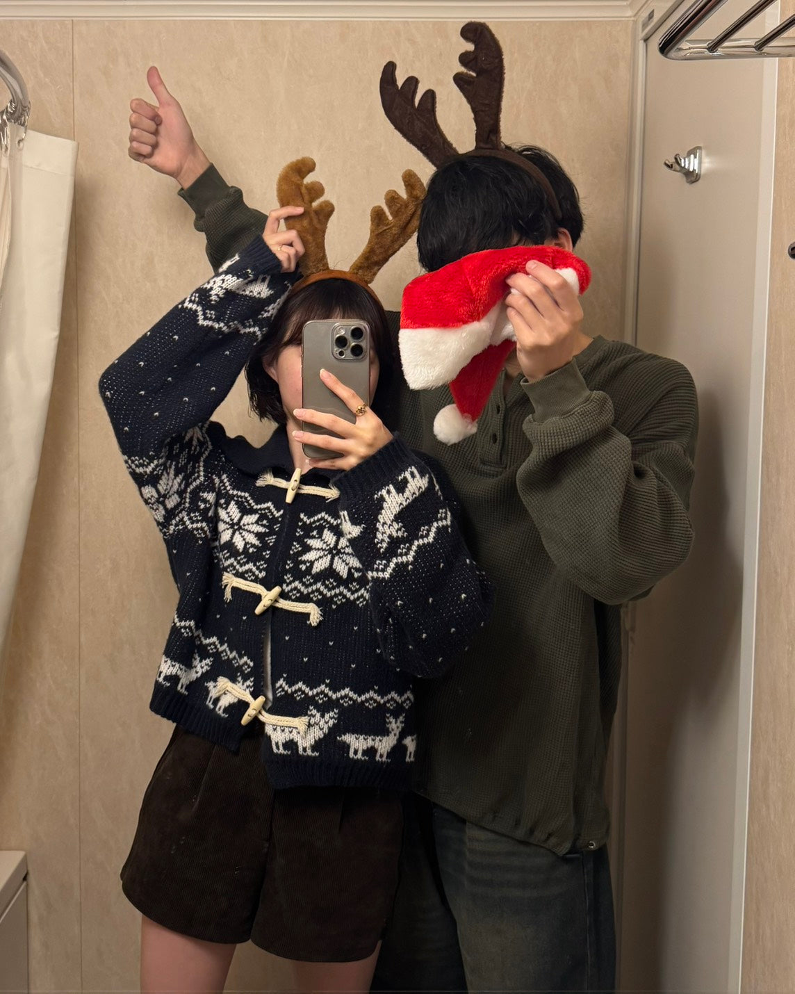 ノルディック柄トグルボタンニットカーディガン TH-006