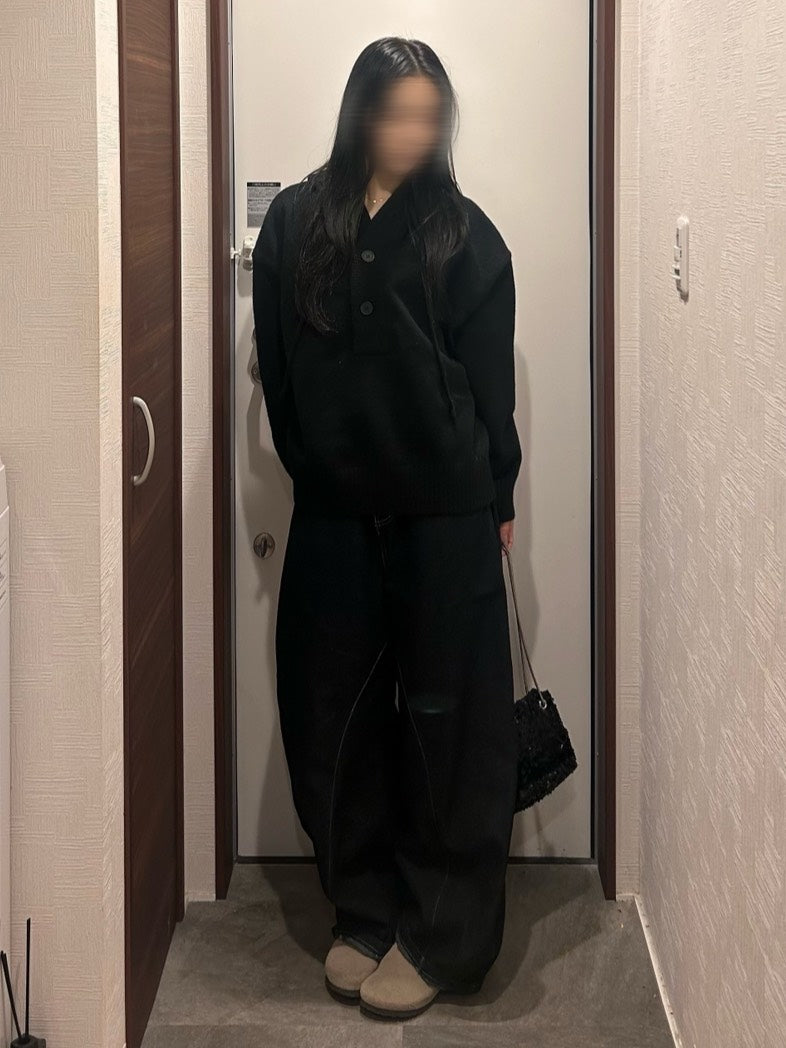 オーバーサイズフーディーニットプルオーバーOT-037