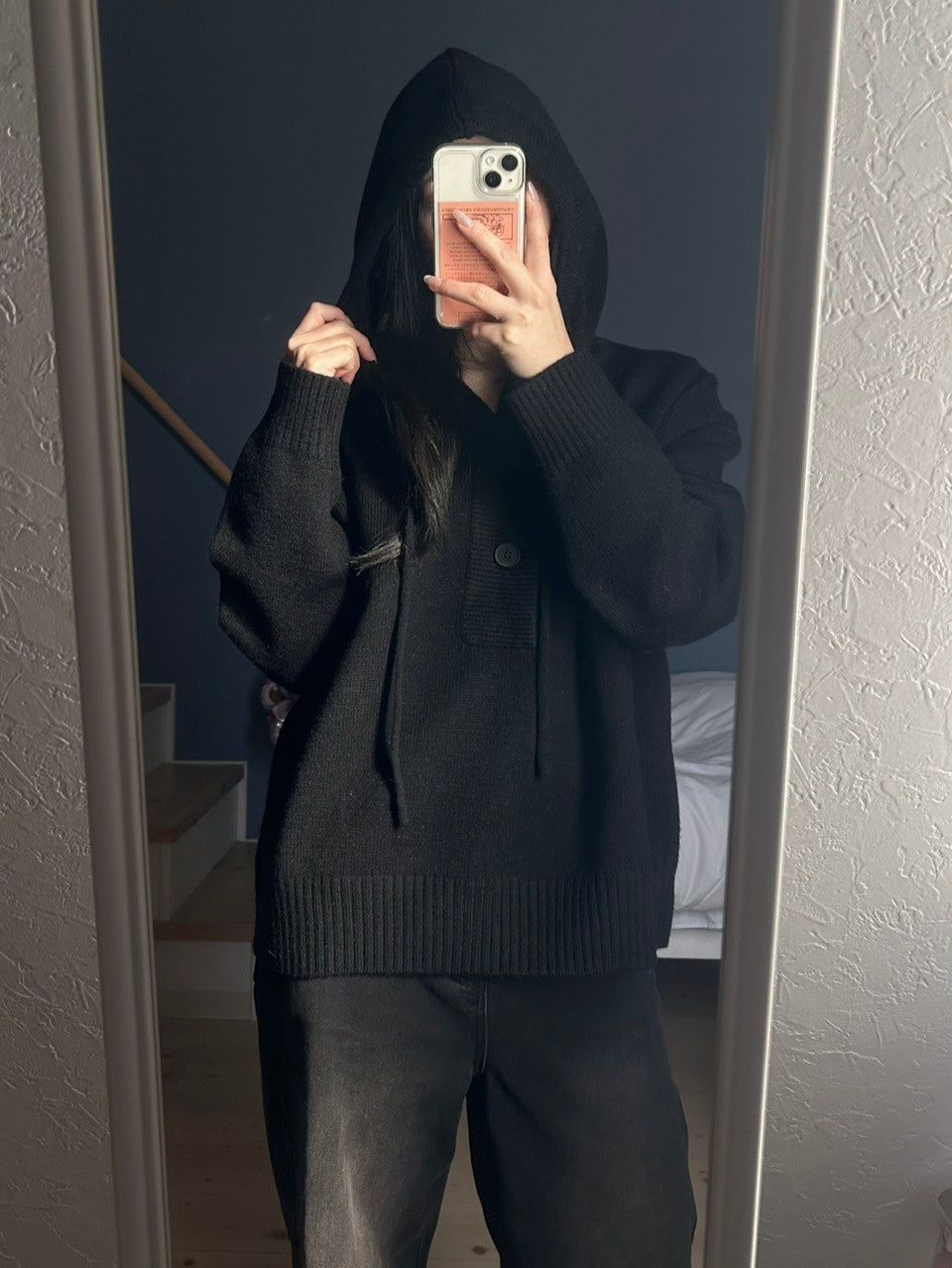 オーバーサイズフーディーニットプルオーバーOT-037