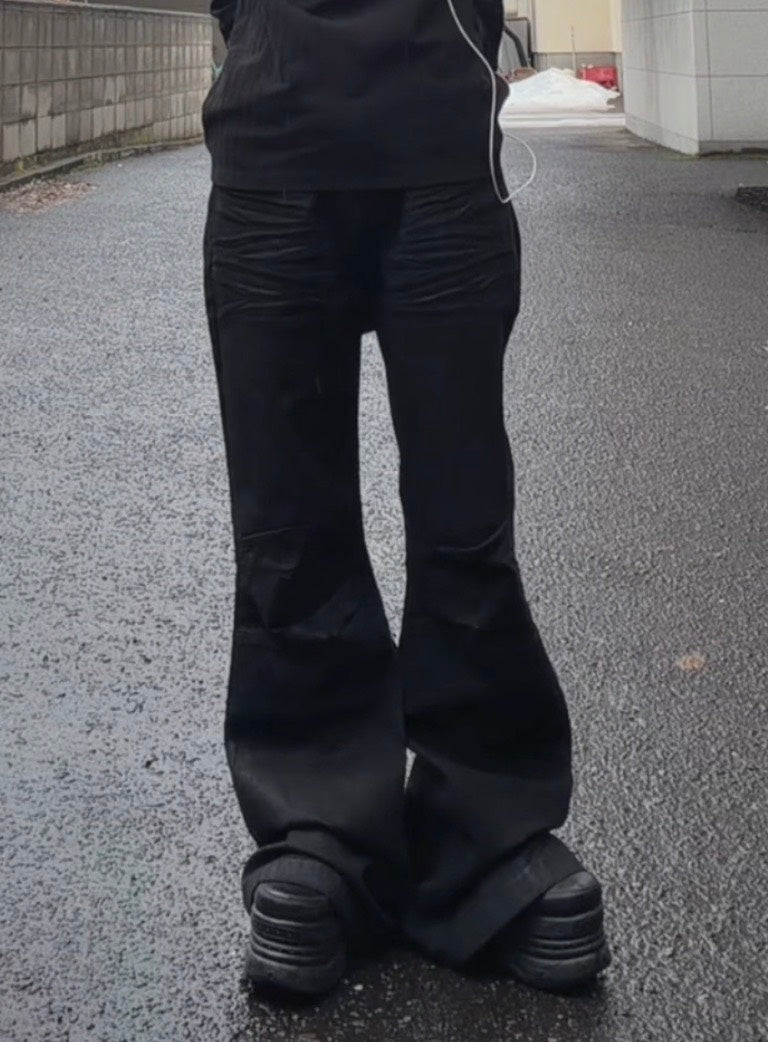 wax デニムパンツ ブーツカット フレア ブラックデニム ワックス