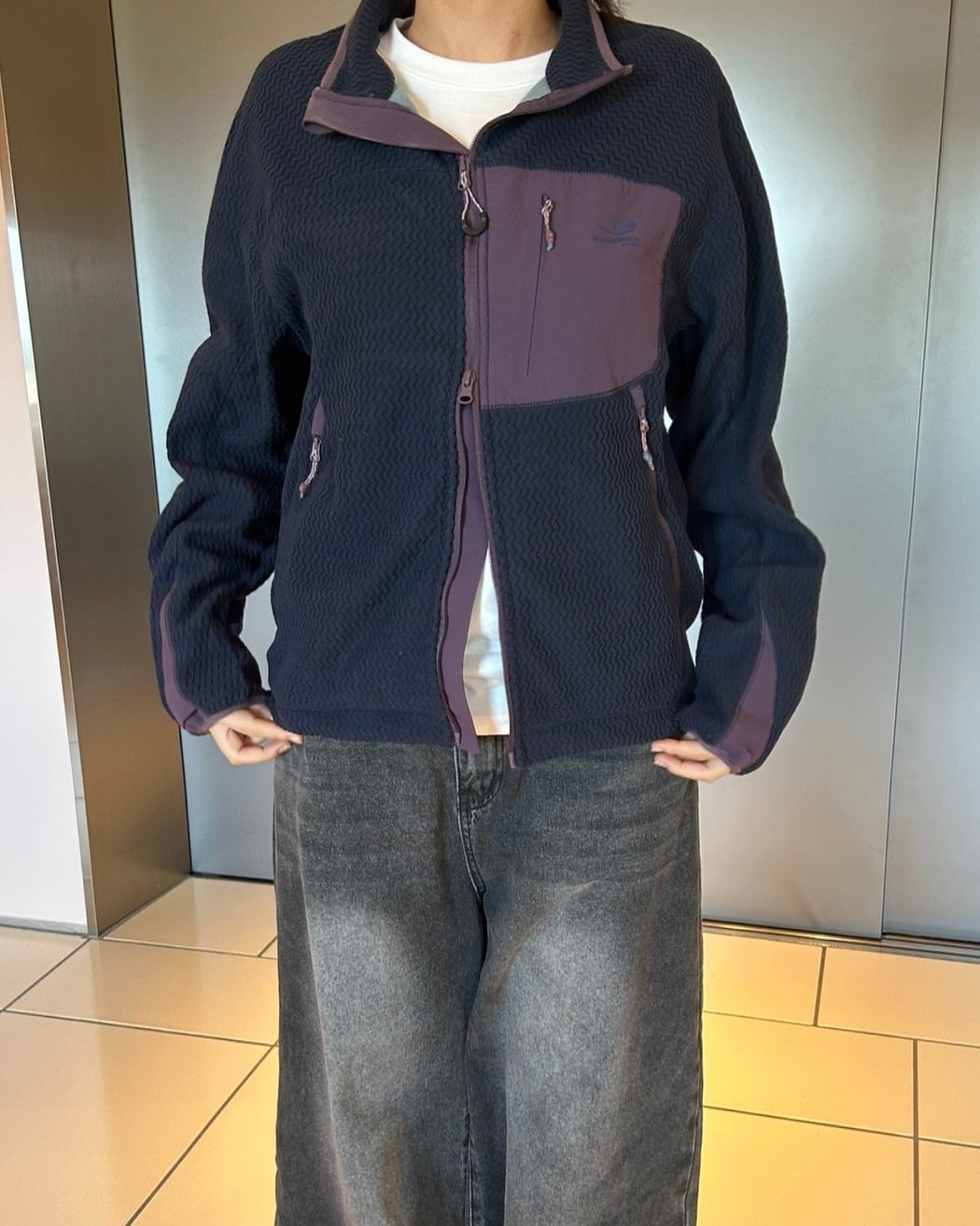 アウトドアミックス 配色切替 フリース スタンドカラージャケット CA-003