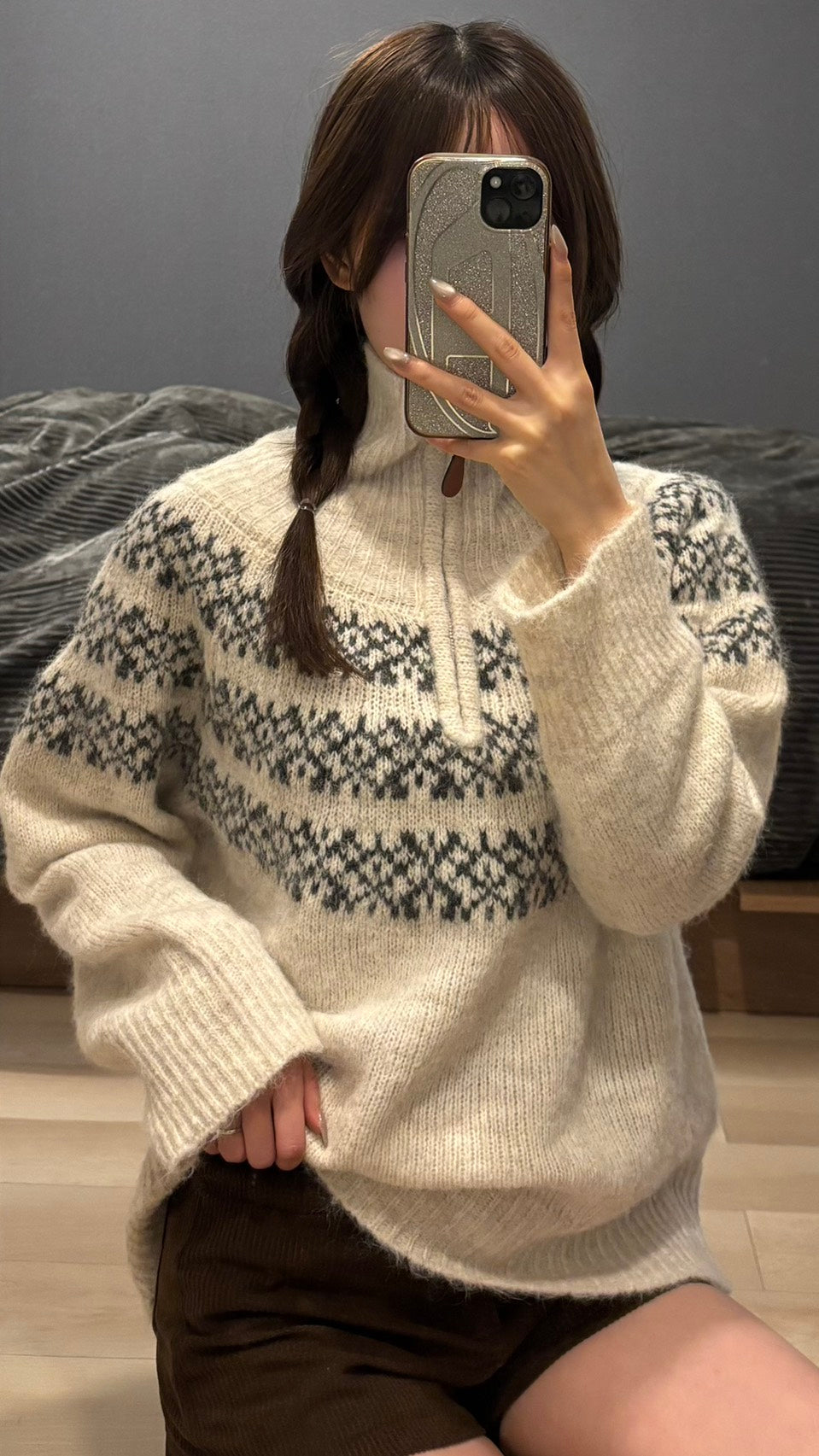 フェアアイル柄 ハーフジップニット SCK-038