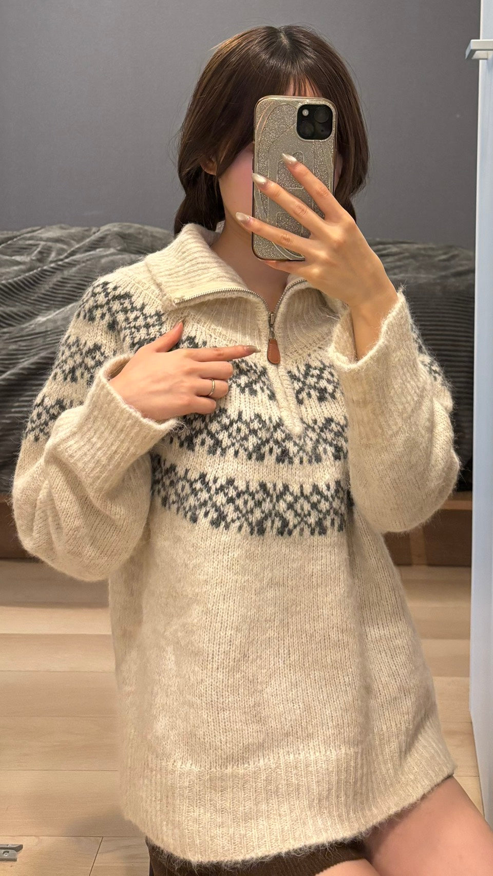 フェアアイル柄 ハーフジップニット SCK-038