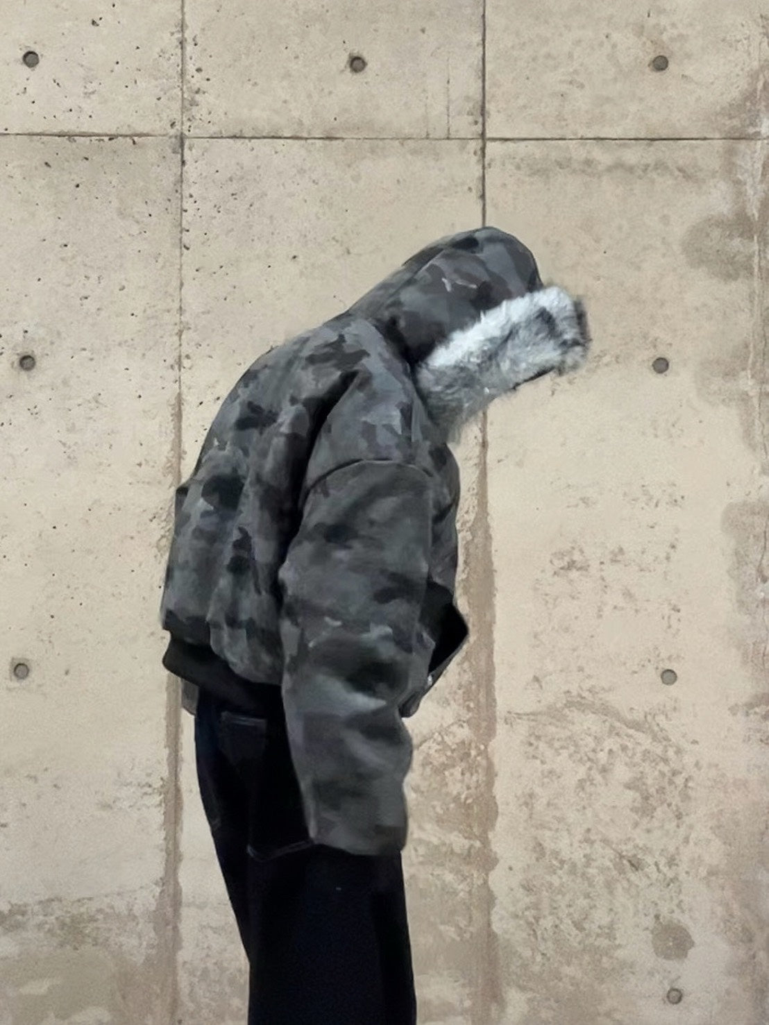 ファーフード付きカモフラ中綿ボンバージャケット MI-040