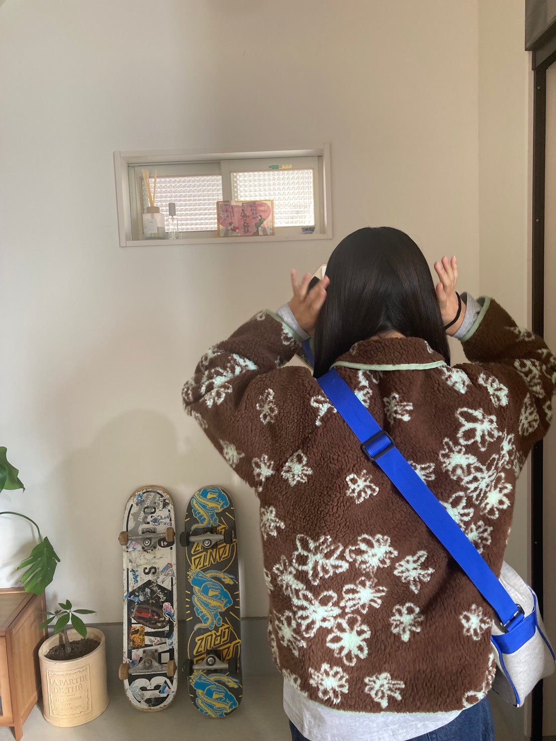 リバーシブルフラワーボア ショートジャケット IRH-001