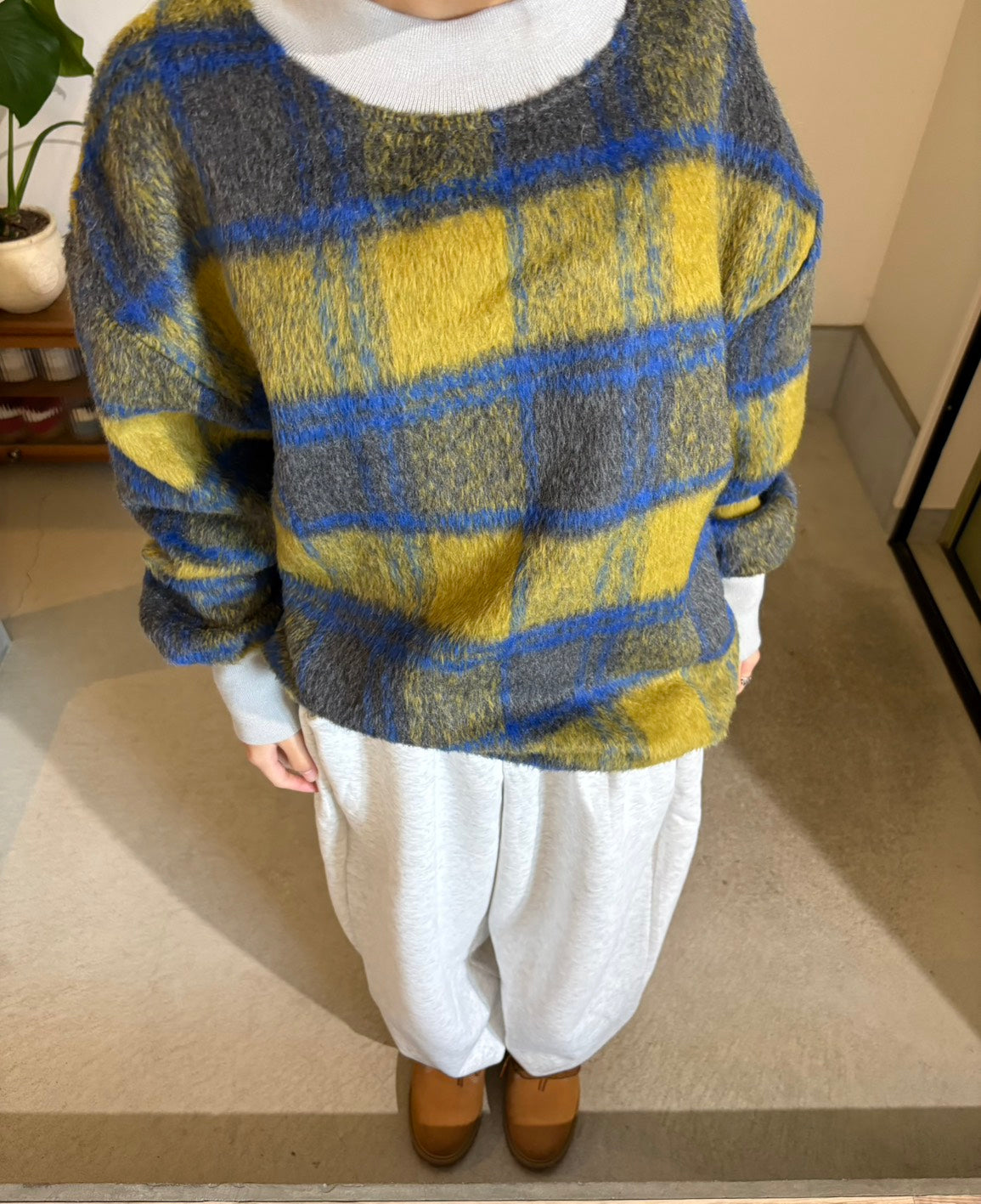 チェックパターンニットプルオーバー IRH-002