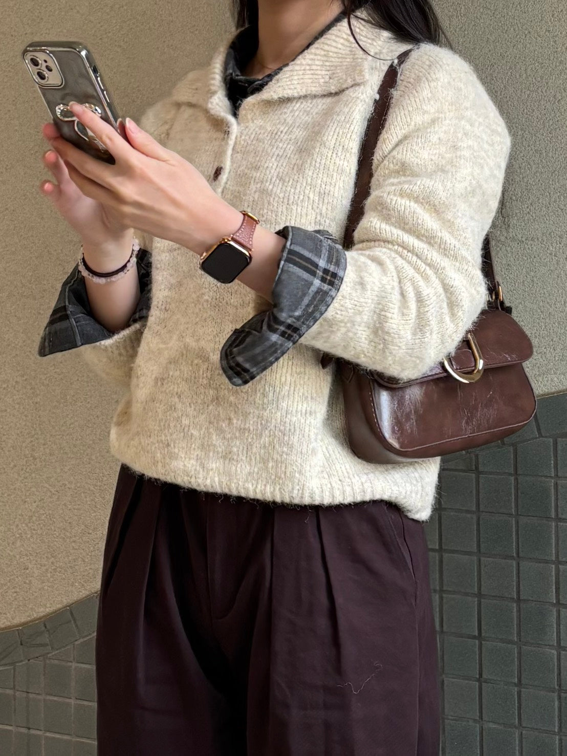 ハーフボタンニットトップス CLG005