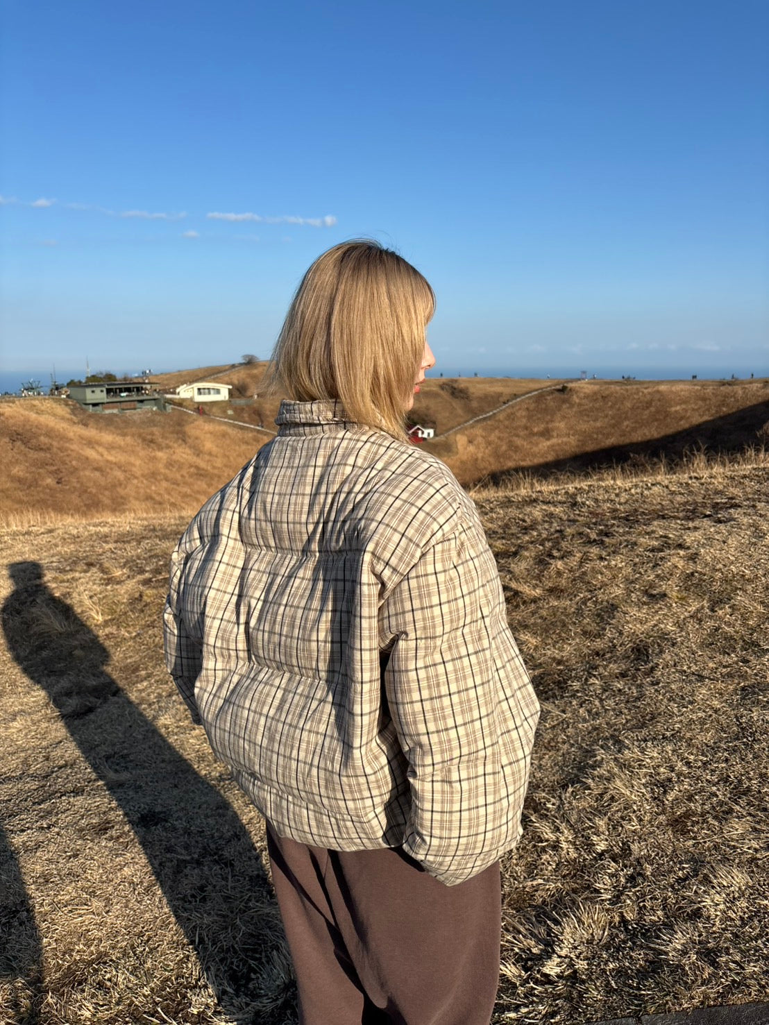 襟付き中綿チェックジャケット KA006