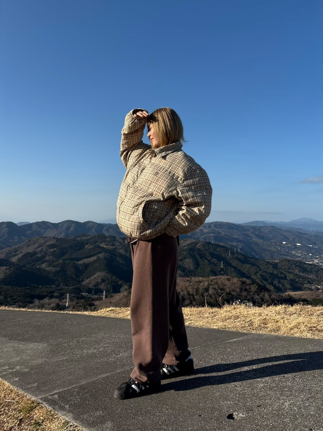 襟付き中綿チェックジャケット KA006