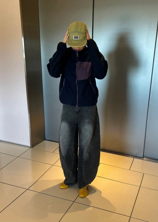 アウトドアミックス 配色切替 フリース スタンドカラージャケット CA-003