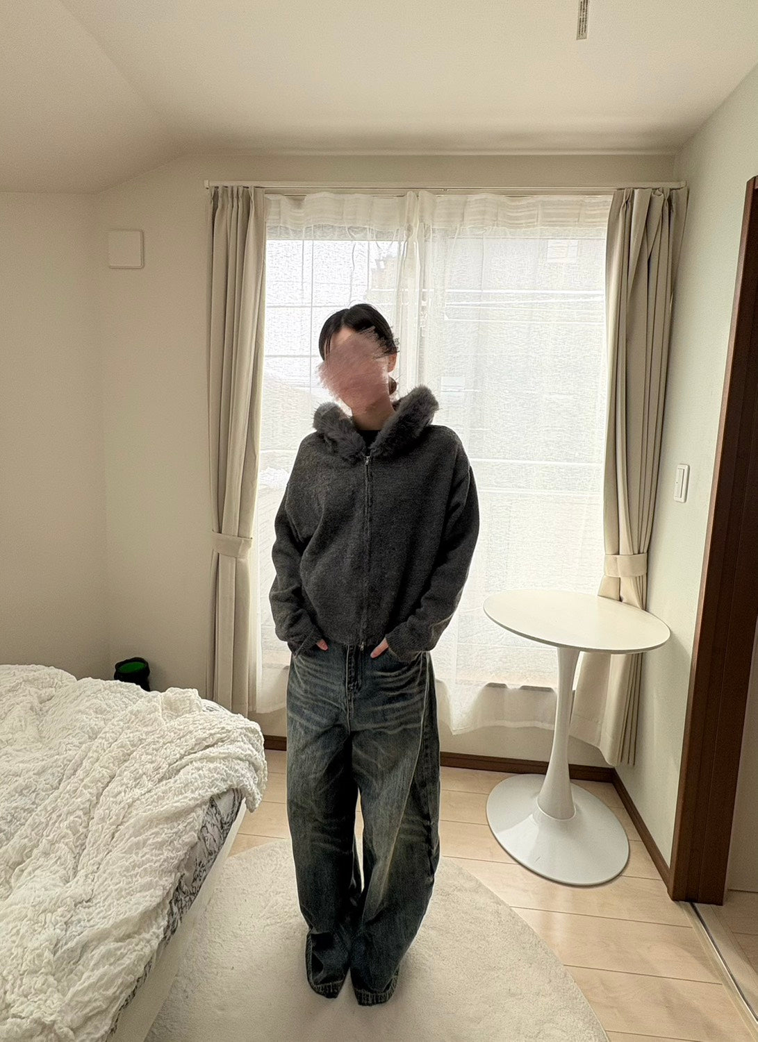 ウォッシュドデニム カーブワイドパンツ CHP-005