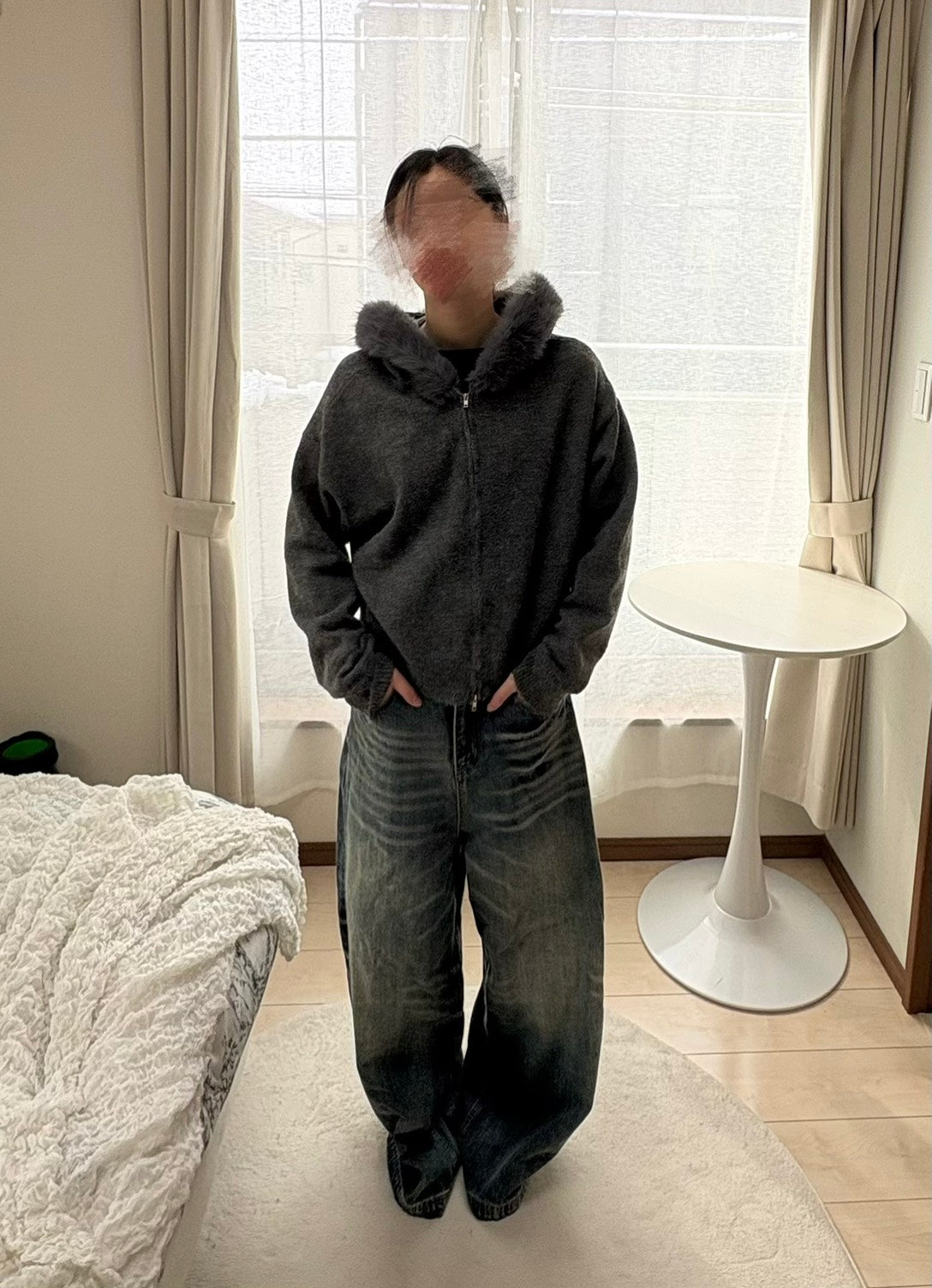 ウォッシュドデニム カーブワイドパンツ CHP-005