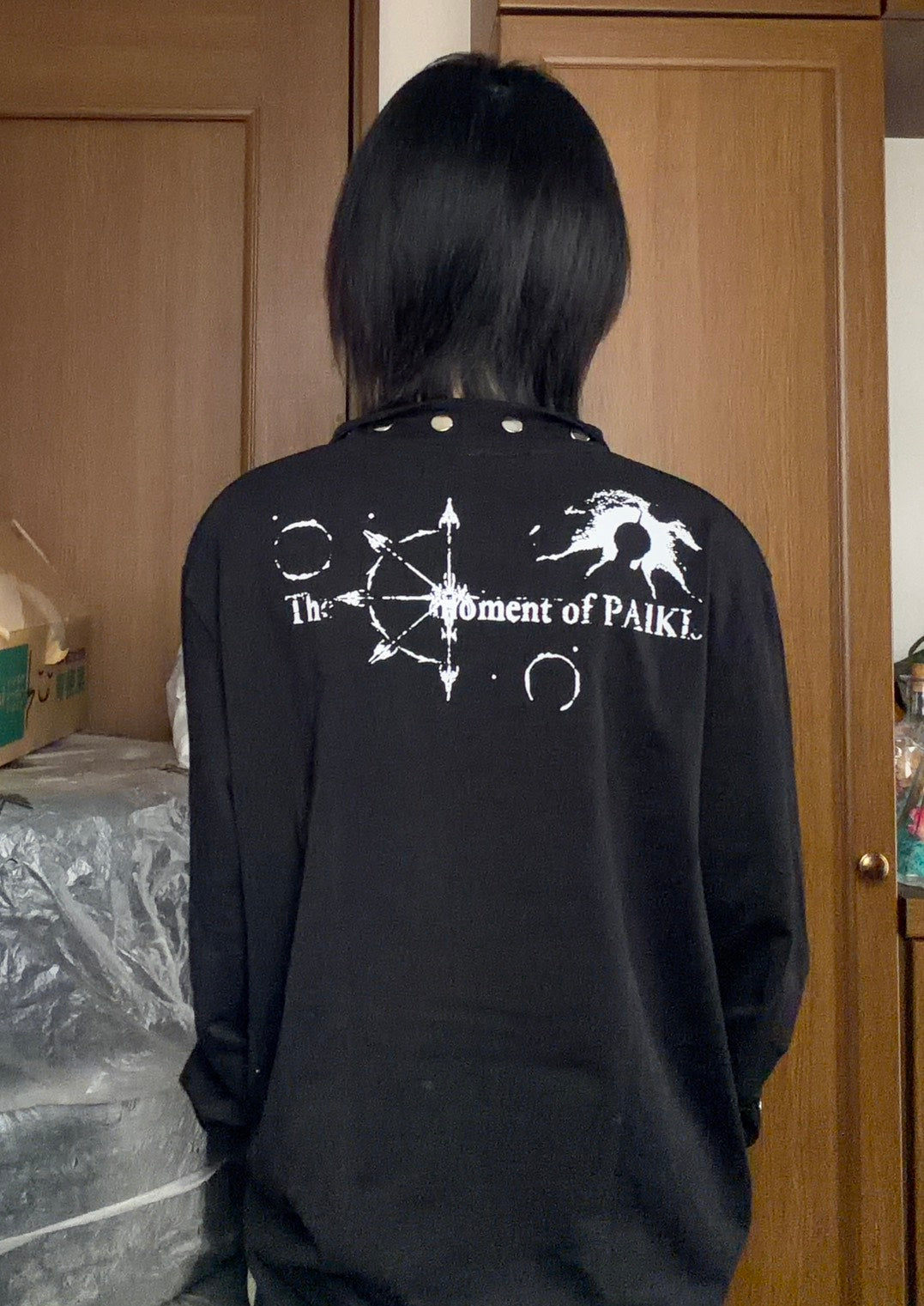 ゴシックプリント構築ヘンリー長袖トップス AKA-006