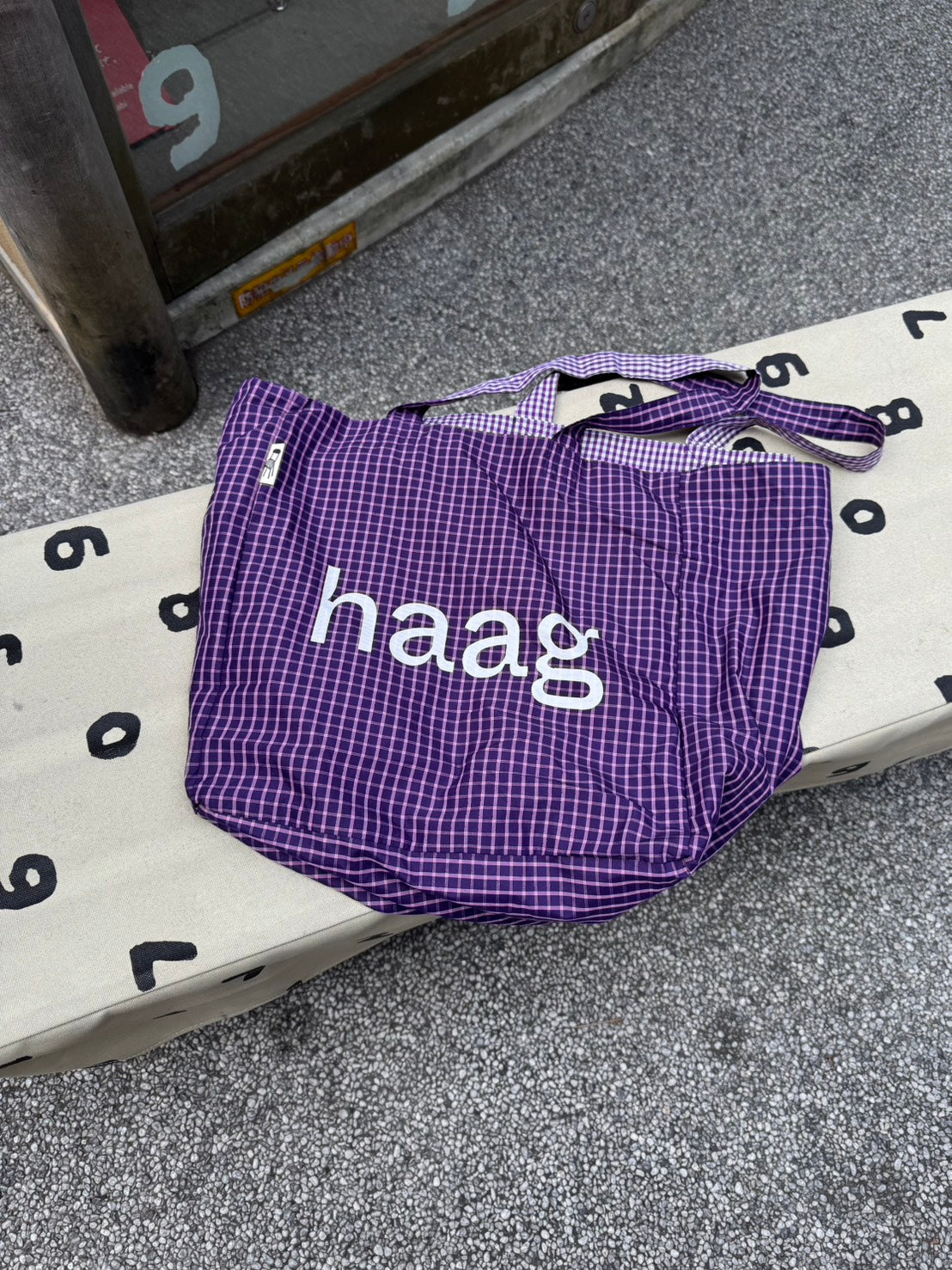 グレープチェックロゴトート TH-009