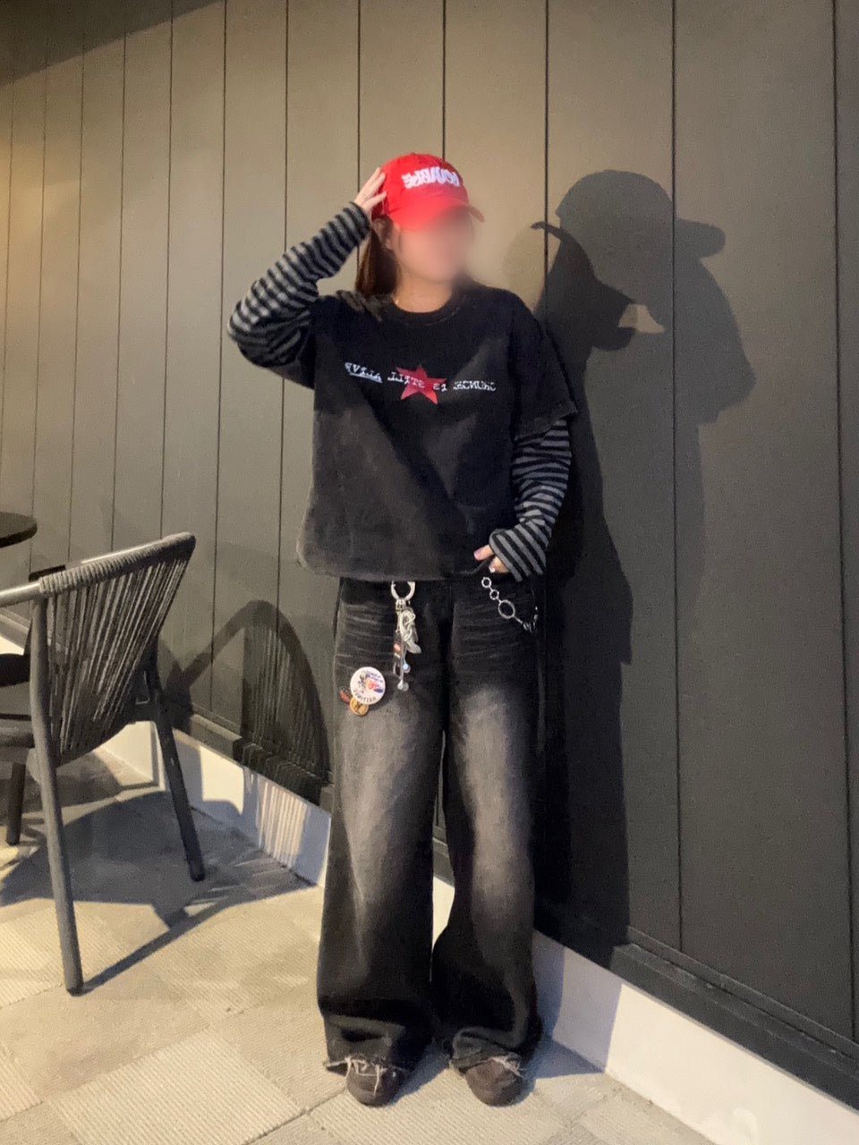 ヴィンテージ星柄レイヤードロンT EA-016