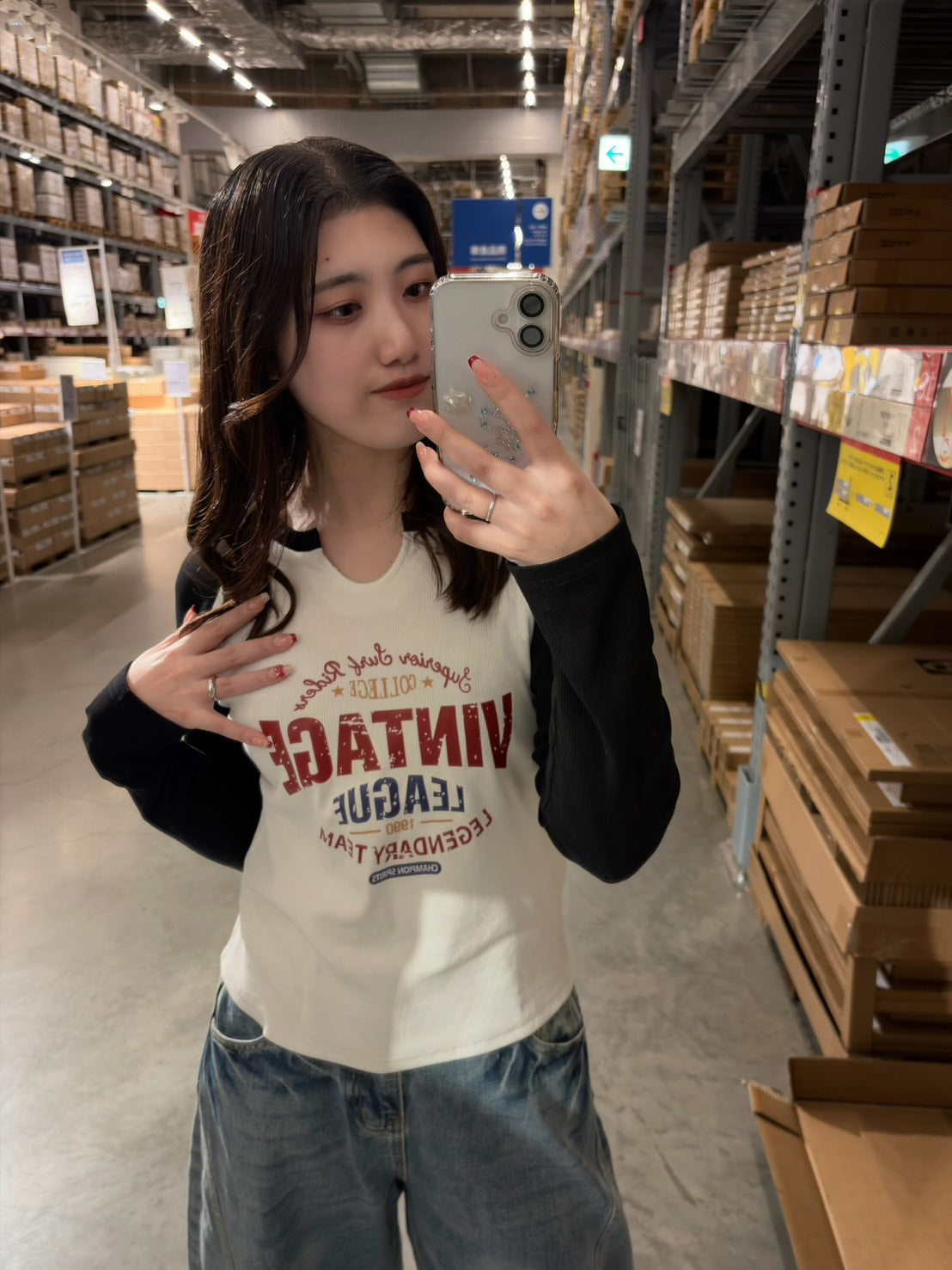 ヴィンテージ配色ラグランロンT NNK-006