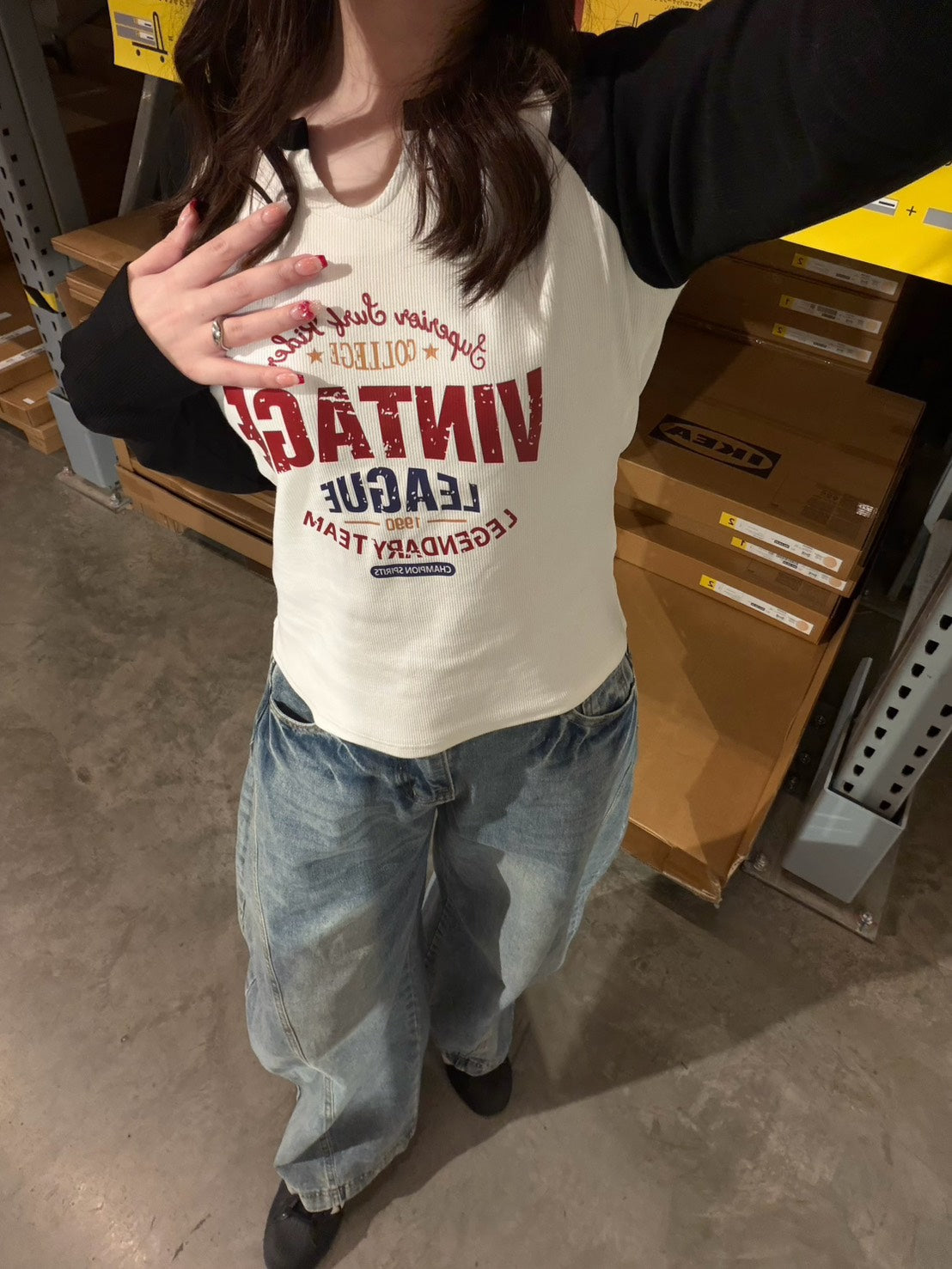 ヴィンテージ配色ラグランロンT NNK-006