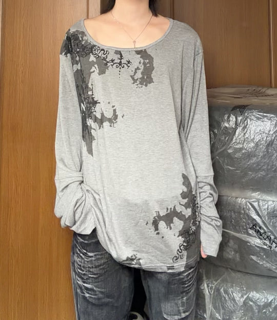 ビジュアル系グラフィック オーバーサイズロンT AKA-008