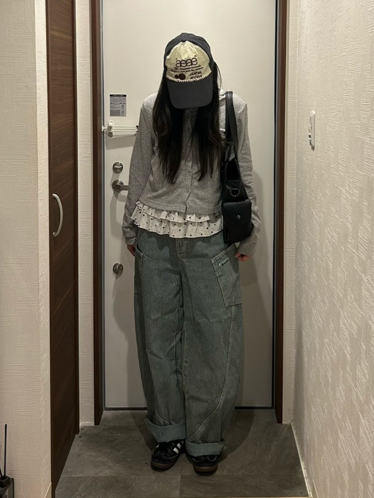 ドット柄フリル裾リボン バレエコアロングスリーブT OT-050