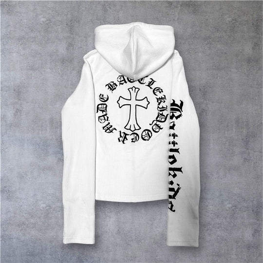 ゴシックロゴプリント リブフィットジップフーディ BDW007