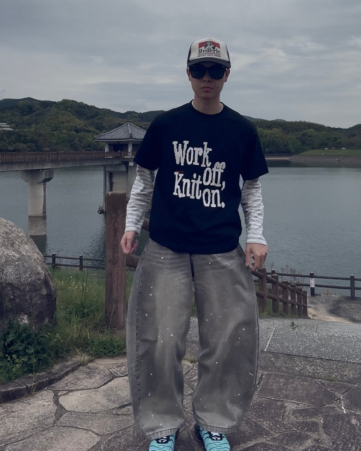 アメカジビッグロゴプリント クルーネックTシャツ RL-003