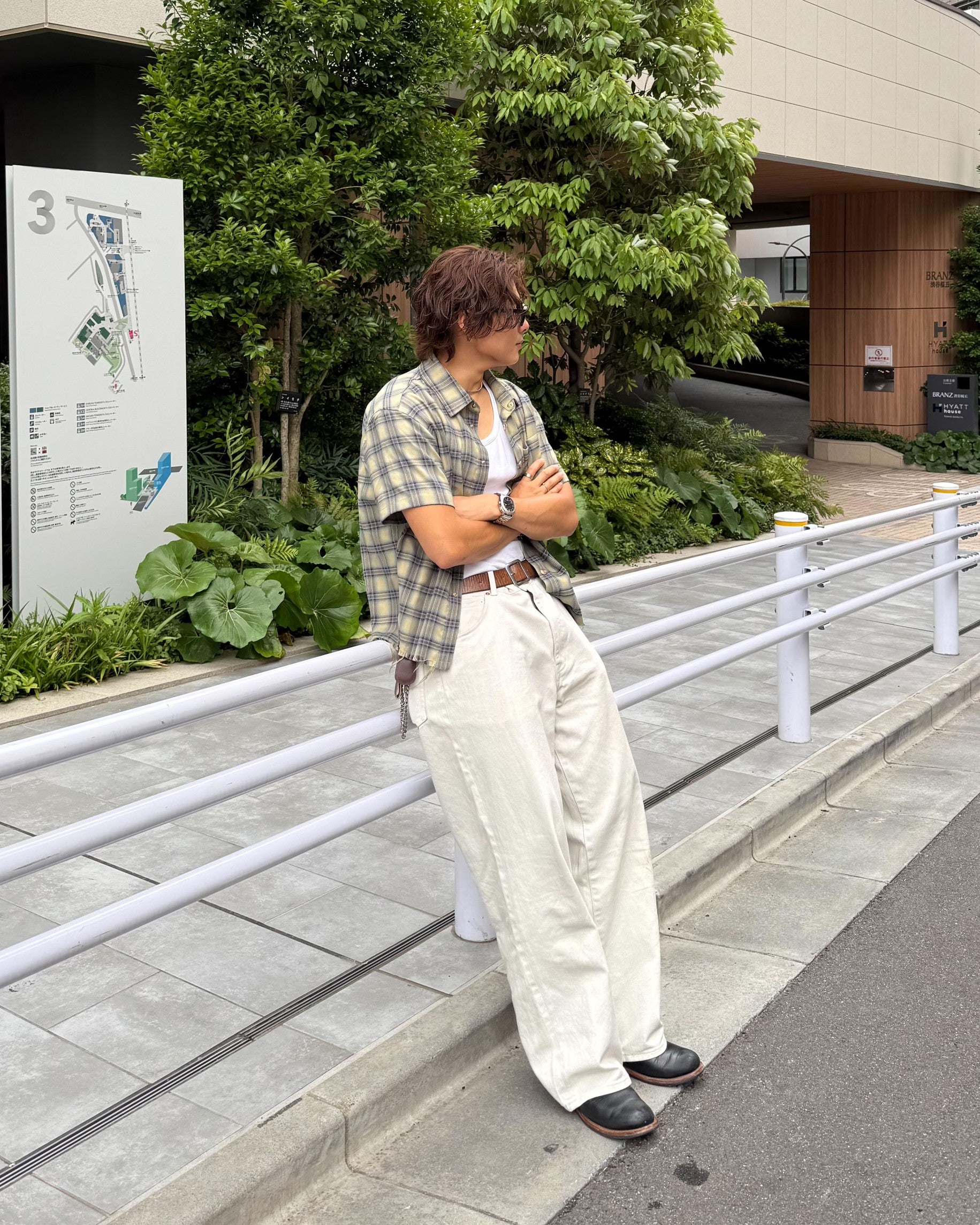 ウォッシュドチェック半袖シャツストリート KO-018