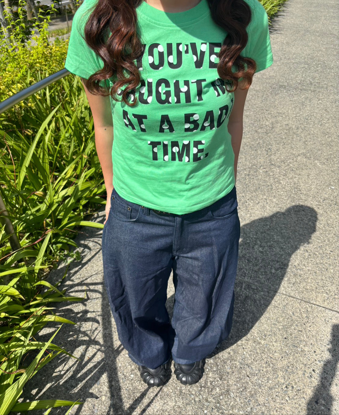 グリーンロゴプリント半袖フィットTシャツ PC-024